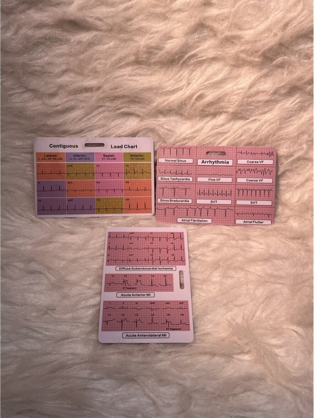 3 piece EKG/ECG reference card badge buddies
